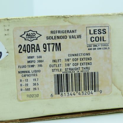 ALCO Controls 240RA 9T7M Refrigerant Solenoid Valve 7/8" ODF