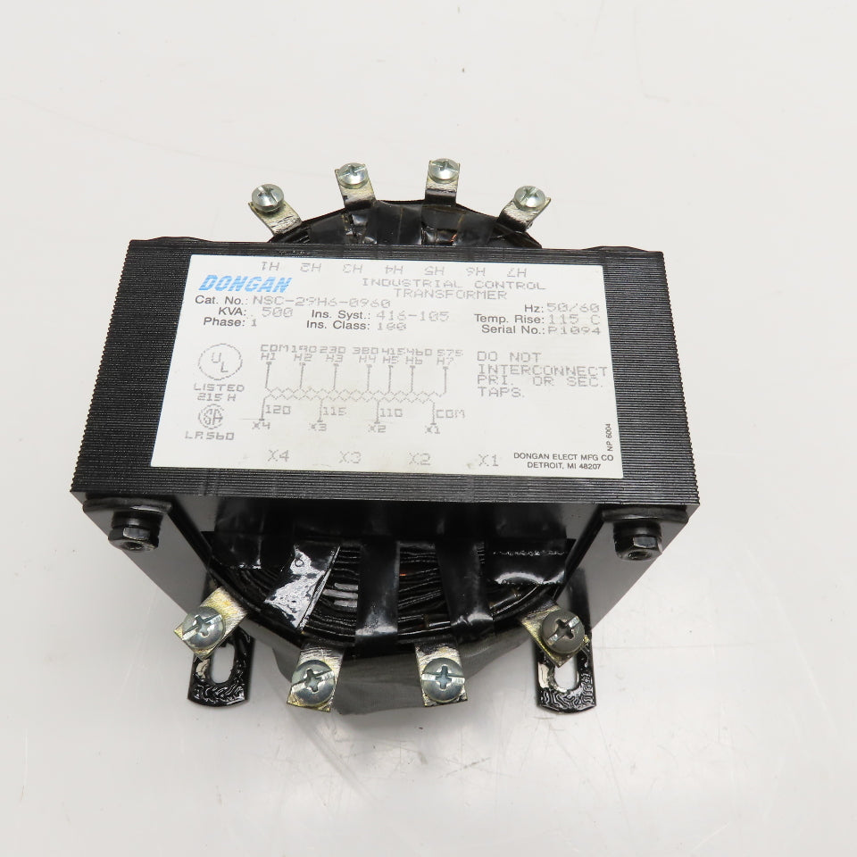 Dongan NSC-29H6-0960 190-575V Pri. .500kVa 120/110-115V Sec. Transformer