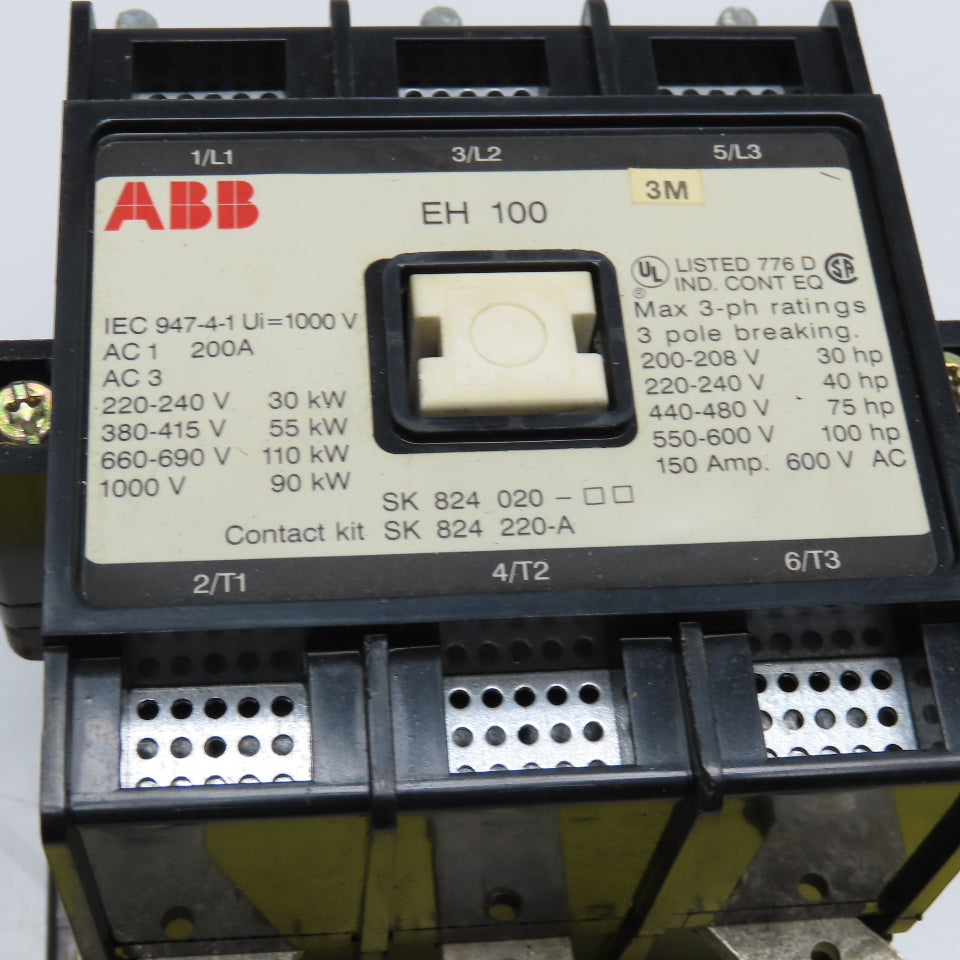 ABB EH 100 600VAC 170A 150Hp Max Magnetic Contactor 115-127V Coil