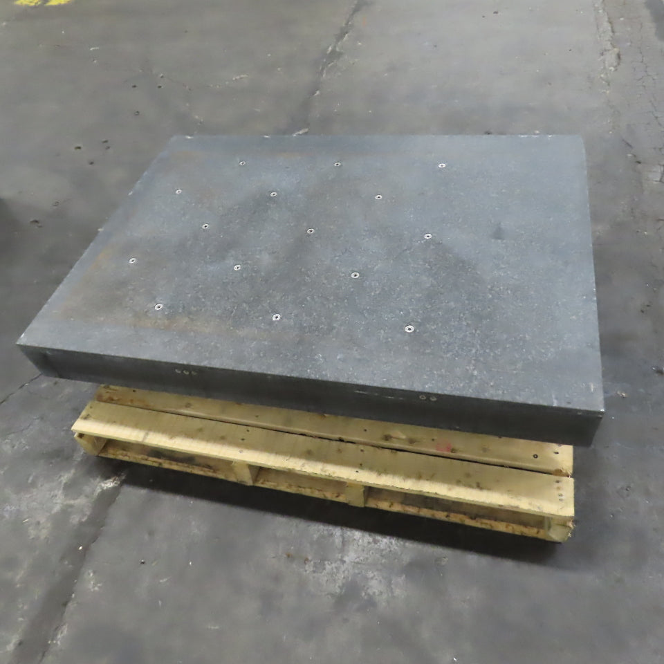 50" x 36" x 5" Thick Black Granite Surface Inspection Plate W/ Levelers & Holes