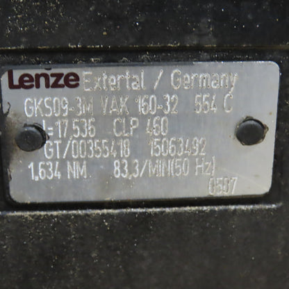 Lenze GKS09-3MVAK160-32554C 17.536:1 Helical-Bevel Gear Motor 100RPM 11.5kW 3PH