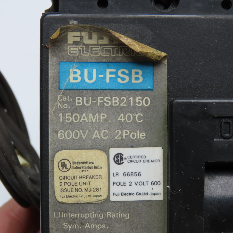 Fuji BU-FSB 150A 600VAC 2 Pole Circuit Breaker W/ Shunt Trip