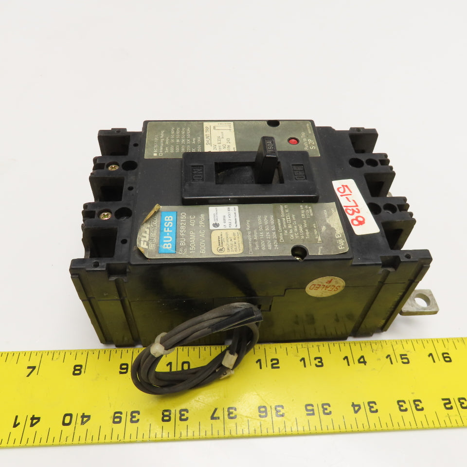 Fuji BU-FSB 150A 600VAC 2 Pole Circuit Breaker W/ Shunt Trip