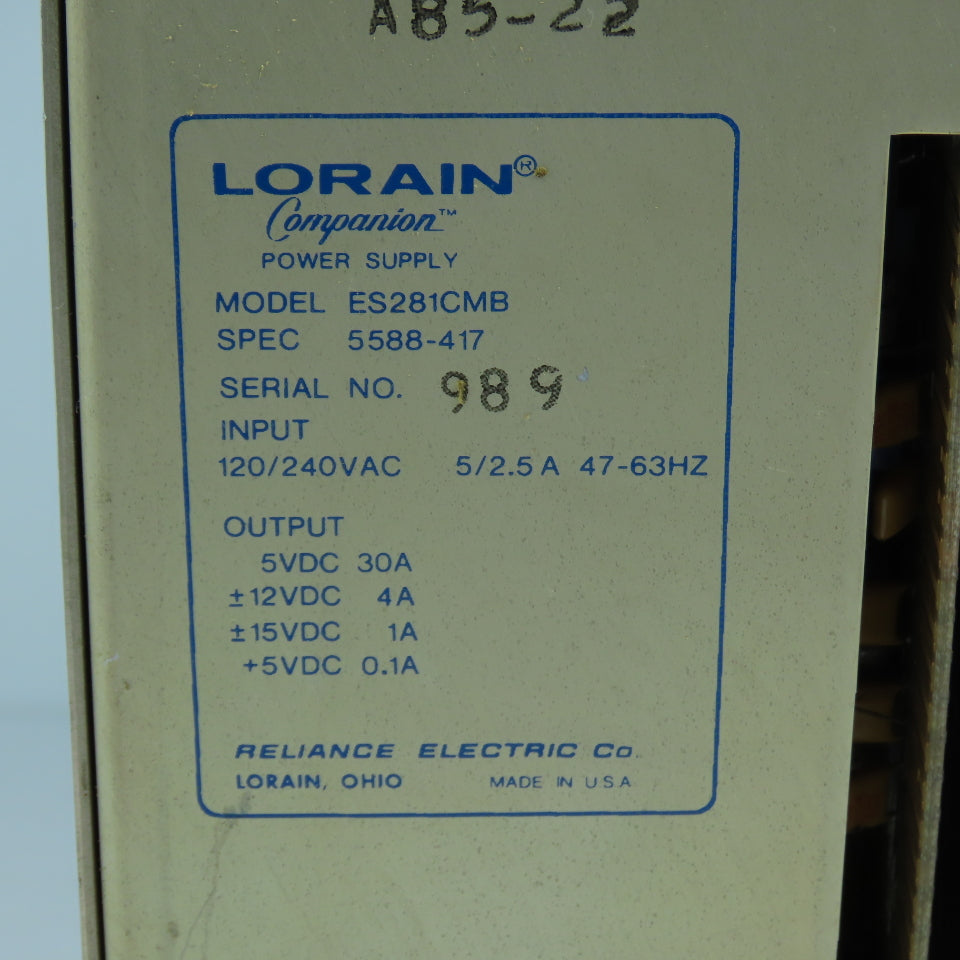 Reliance Electric 57491 ES281CMB Power Supply 275W 120/240VAC