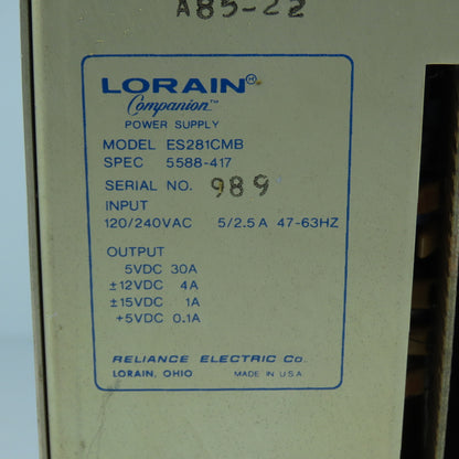 Reliance Electric 57491 ES281CMB Power Supply 275W 120/240VAC