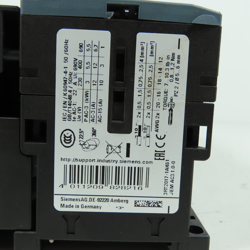 Siemens 3RT2017-1AK61 3RV2011-1HA10 Motor Starter Protector & Contactor Lot/4