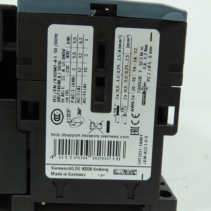 Siemens 3RT2017-1AK61 3RV2011-1HA10 Motor Starter Protector & Contactor Lot/4