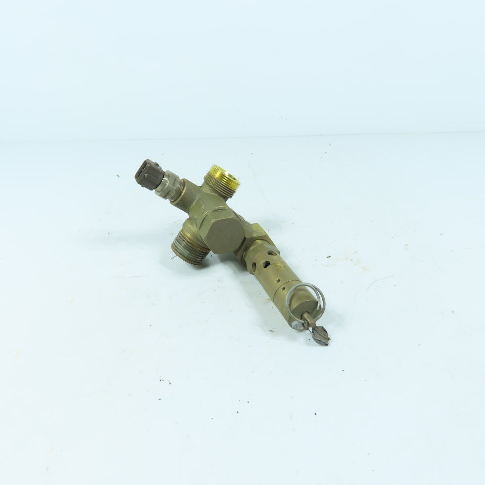 Atlas Copco 2236 0438 80 0830 1009 17 Brass Check Valve Assembly W/ Safety Valve