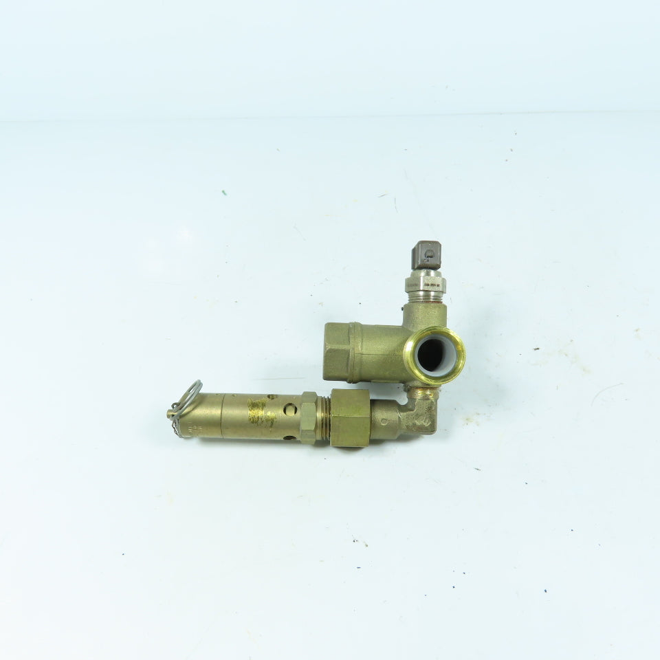 Atlas Copco 2236 0438 80 0830 1009 17 Brass Check Valve Assembly W/ Safety Valve