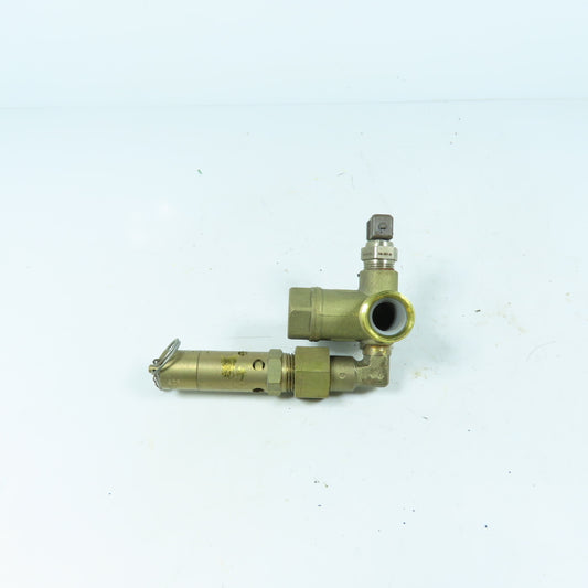 Atlas Copco 2236 0438 80 0830 1009 17 Brass Check Valve Assembly W/ Safety Valve