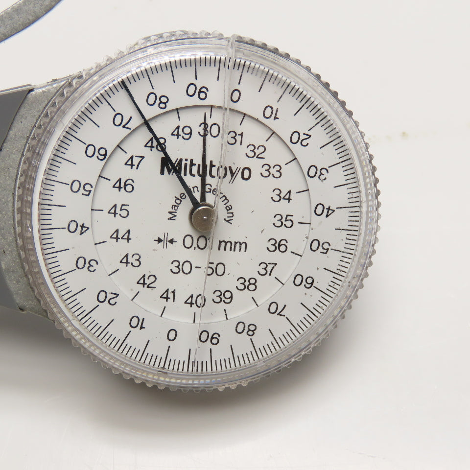 Mitutoyo 209-873 30-50mm Dial OD External Gage 0.01mm Inc. Cracked Bezel