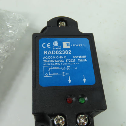 Radwell RAD02382 Proximity Switch SN=15mm 20-250V AC/DC