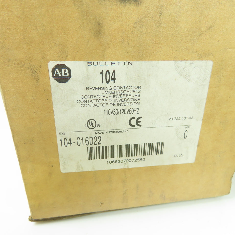 Allen Bradley 100-C16D22 100-C16*10 Reversing Contactor 110/120V Coil Ser B New
