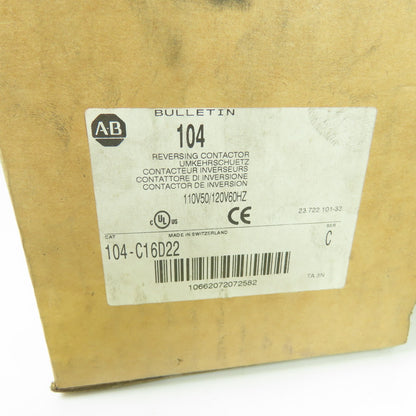 Allen Bradley 100-C16D22 100-C16*10 Reversing Contactor 110/120V Coil Ser B New