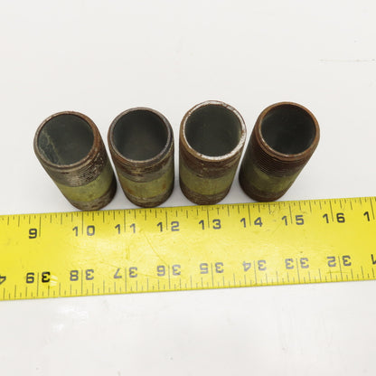 1" NPT x 3" Long Galvanized Pipe Nipple Lot Of 4