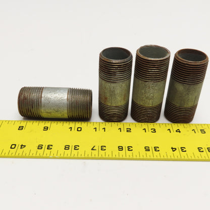 1" NPT x 3" Long Galvanized Pipe Nipple Lot Of 4