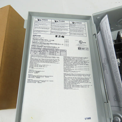 Eaton DG321UGB Ser B 30A Fusible Safety Disconnect Switch 240VAC 3-Pole
