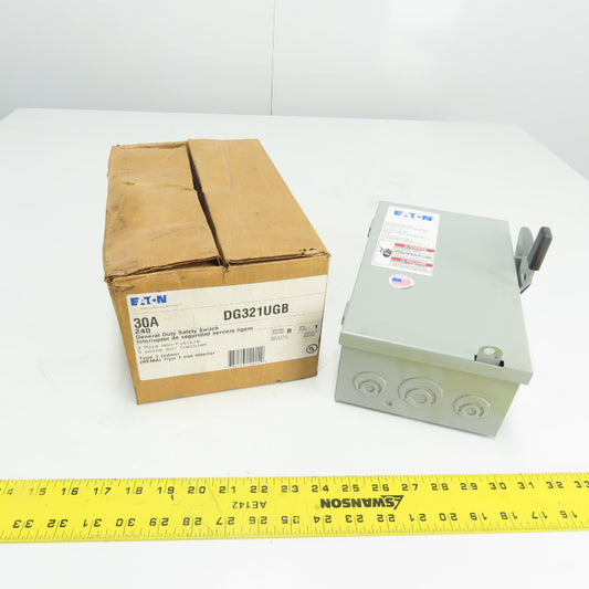 Eaton DG321UGB Ser B 30A Fusible Safety Disconnect Switch 240VAC 3-Pole