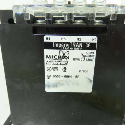ImperviTran B500-0064-5F 500VA Control Transformer 208/230/460V Pri 115V Sec