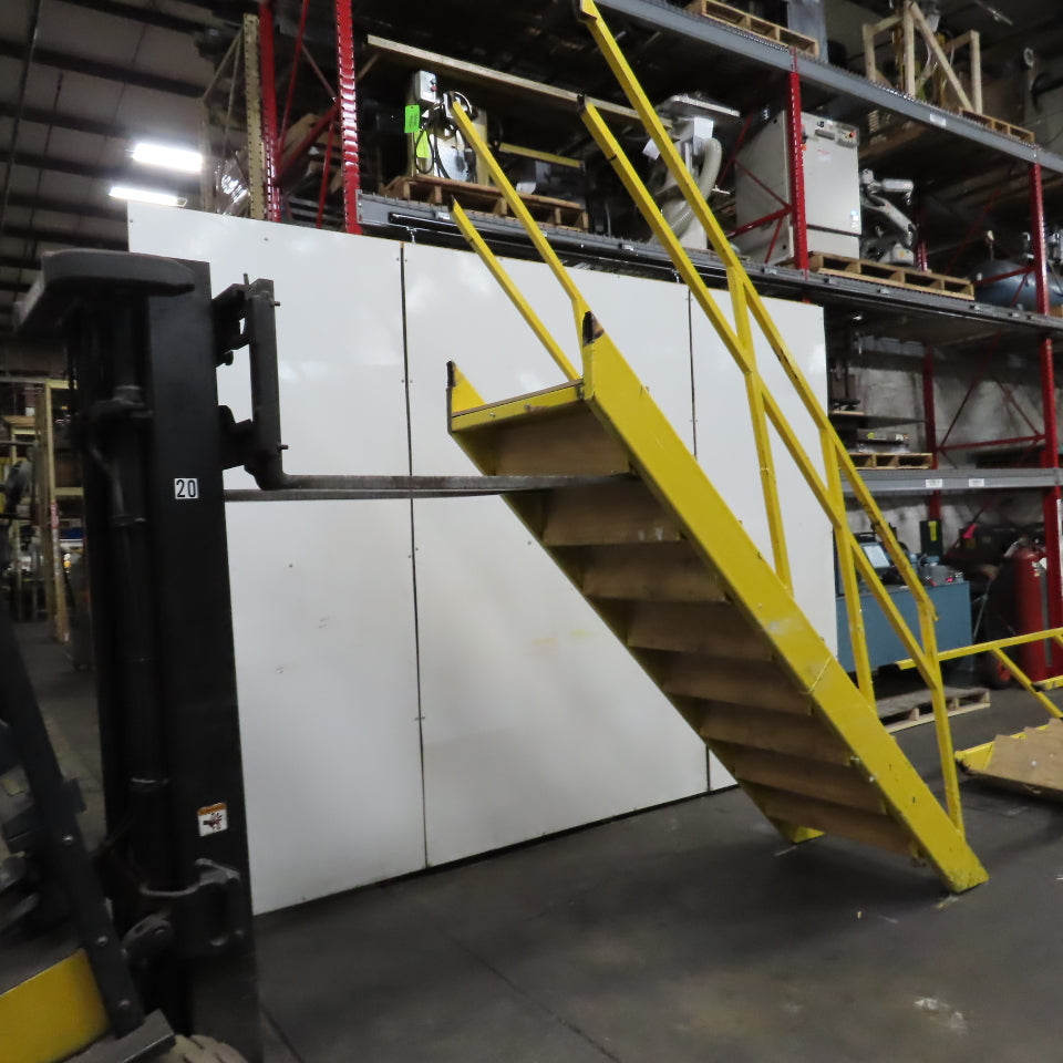 Industrial 9-Step Steel Stairs Ladder 36" Wide Step 84" (7') H Top Step 9" Riser