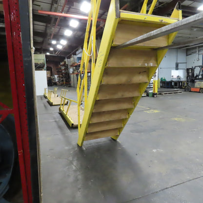 Industrial 9-Step Steel Stairs Ladder 36" Wide Step 84" (7') H Top Step 9" Riser