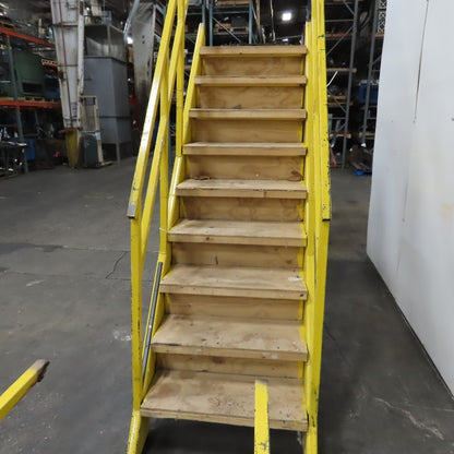 Industrial 9-Step Steel Stairs Ladder 36" Wide Step 84" (7') H Top Step 9" Riser