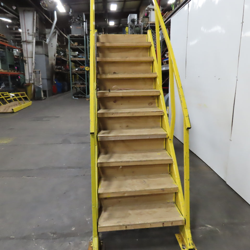 Industrial 9-Step Steel Stairs Ladder 36" Wide Step 83" H Top Step 9" Risers