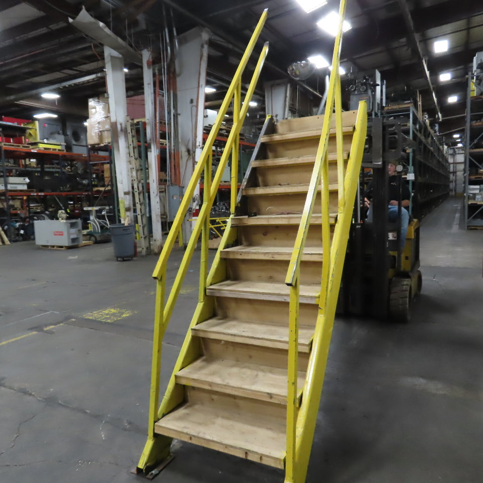 Industrial 9-Step Steel Stairs Ladder 36" Wide Step 83" H Top Step 9" Risers