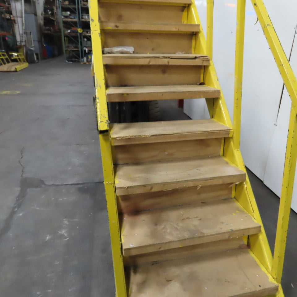 Industrial 9-Step Steel Stairs Ladder 36" Wide Step 81" H Top Step 9" Risers