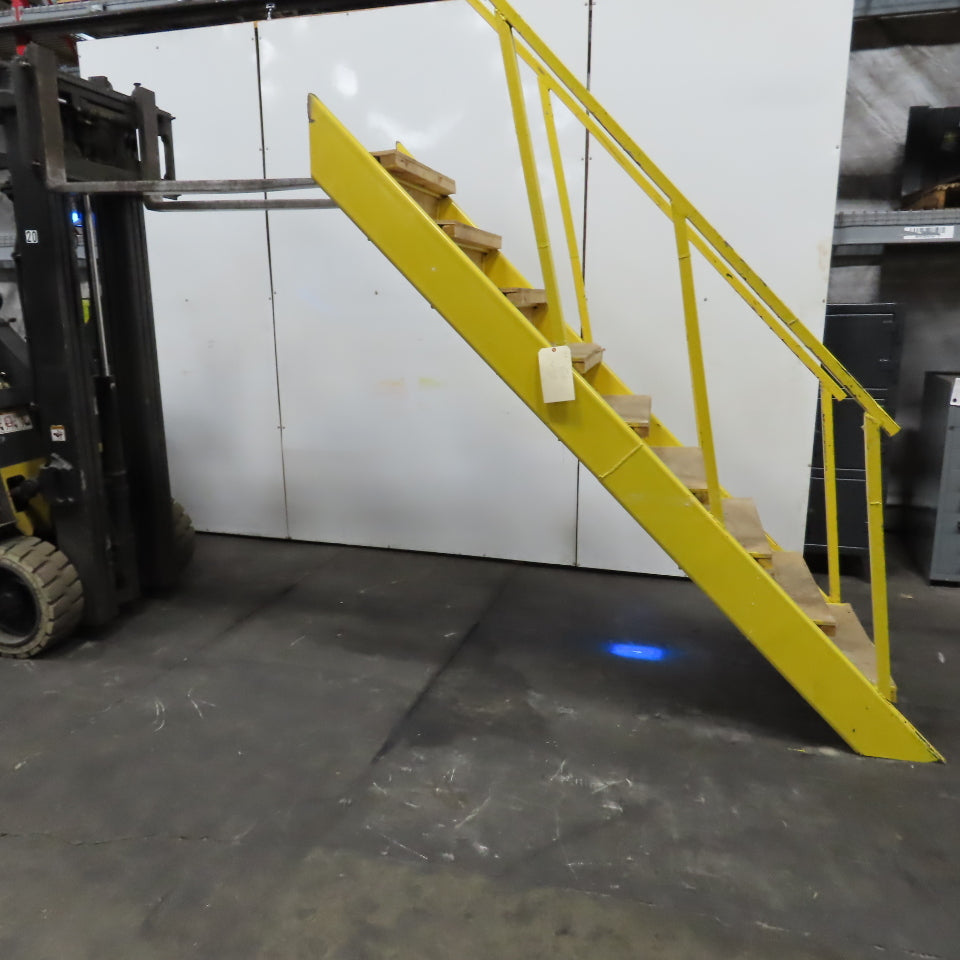 Industrial 9-Step Steel Stairs Ladder 36" Wide Step 81" H Top Step 9" Risers
