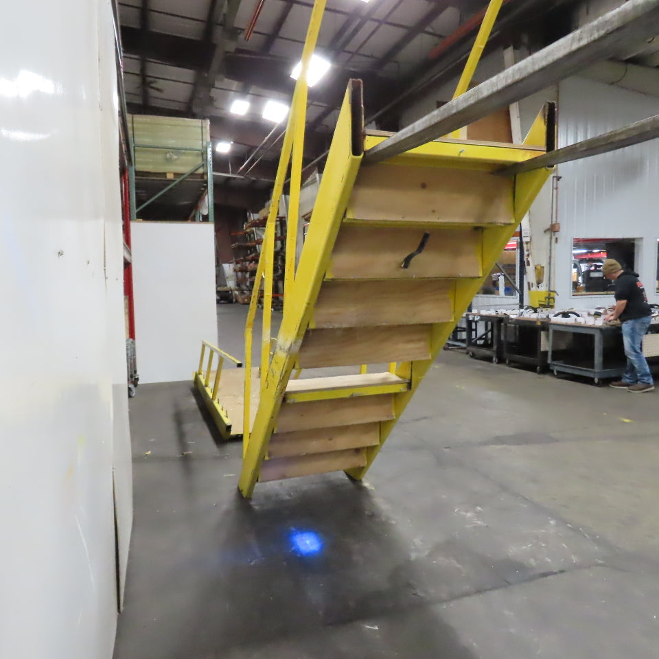 Industrial 9-Step Steel Stairs Ladder 36" Wide Step 81" H Top Step 9" Risers