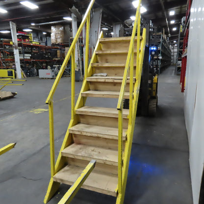 Industrial 9-Step Steel Stairs Ladder 36" Wide Step 81" H Top Step 9" Risers
