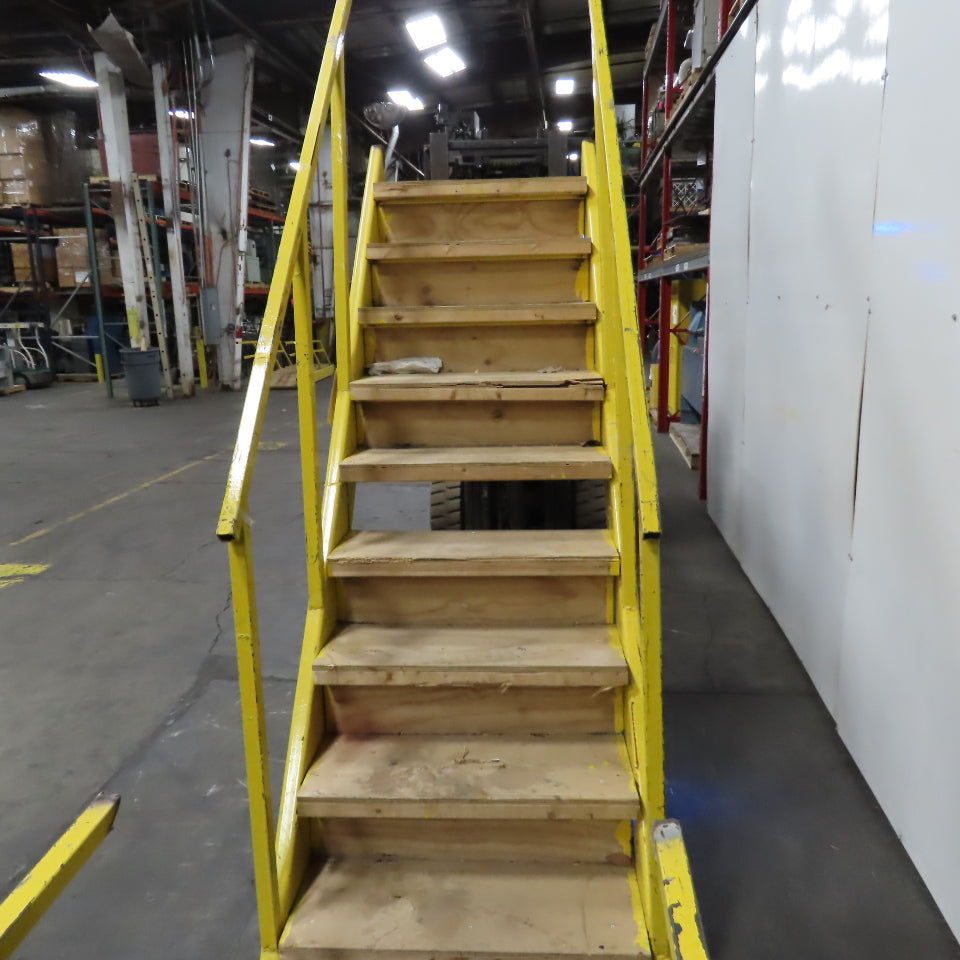 Industrial 9-Step Steel Stairs Ladder 36" Wide Step 81" H Top Step 9" Risers