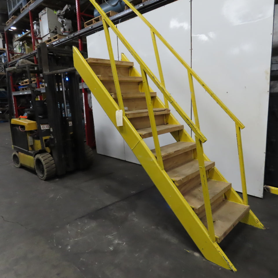 Industrial 9-Step Steel Stairs Ladder 36" Wide Step 81" H Top Step 9" Risers