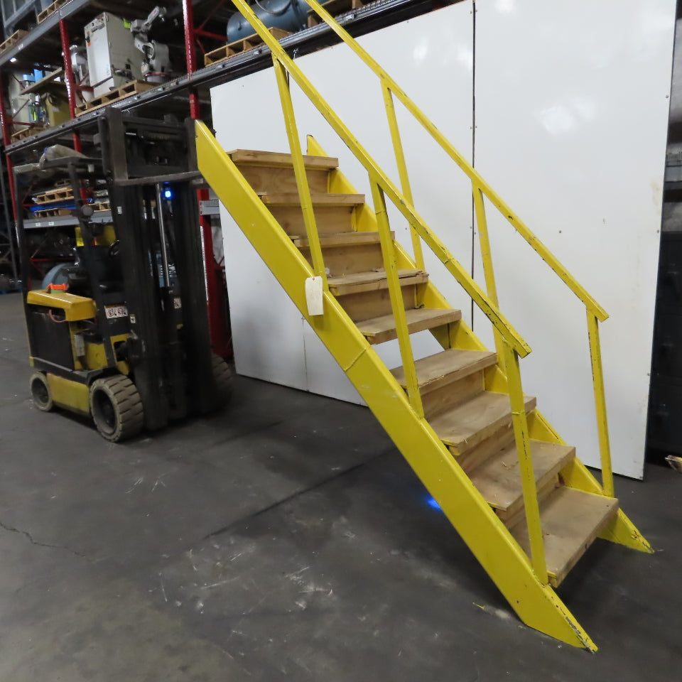 Industrial 9-Step Steel Stairs Ladder 36" Wide Step 81" H Top Step 9" Risers
