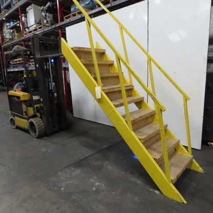 Industrial 9-Step Steel Stairs Ladder 36" Wide Step 81" H Top Step 9" Risers