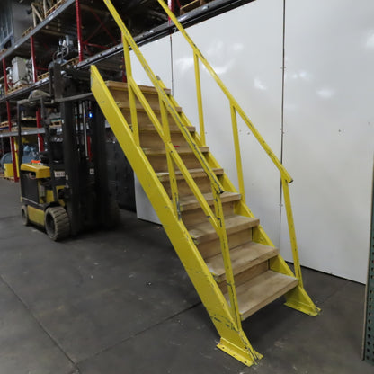 Industrial 9-Step Steel Stairs Ladder 36" Wide Step 83" H Top Step 9" Risers