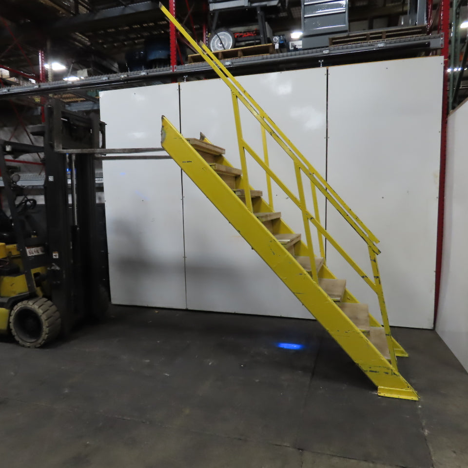 Industrial 9-Step Steel Stairs Ladder 36" Wide Step 83" H Top Step 9" Risers