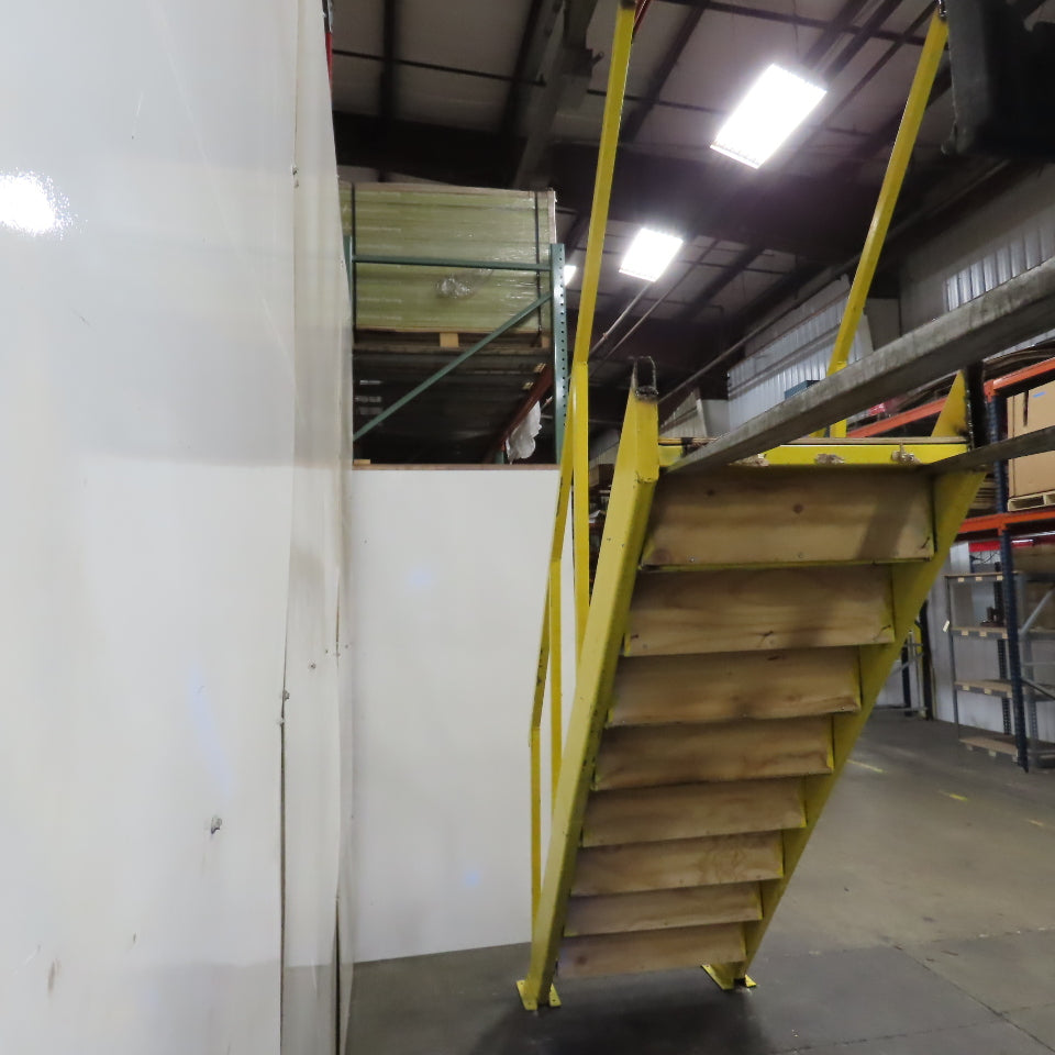 Industrial 9-Step Steel Stairs Ladder 36" Wide Step 83" H Top Step 9" Risers
