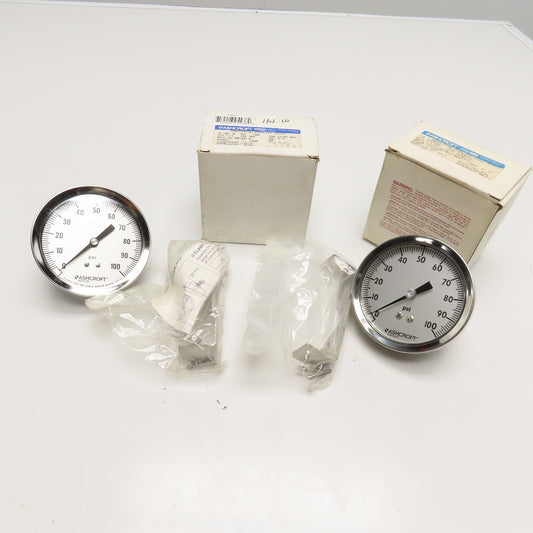 Ashcroft 351009AW02B 100PSI 3-1/2" Duralife Pressure Gauge 1/4" NPT Back Lot/2