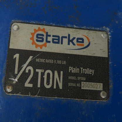 Starke PT050 Plain Push Trolley 1/2 Ton Capacity Flange Width: 3" - 5"