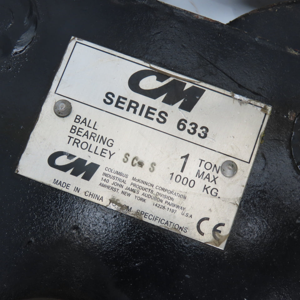 CM Series 633 1/2 Ton Push/Pull Ball Bearing Hoist Trolley 3"- 8" Flange