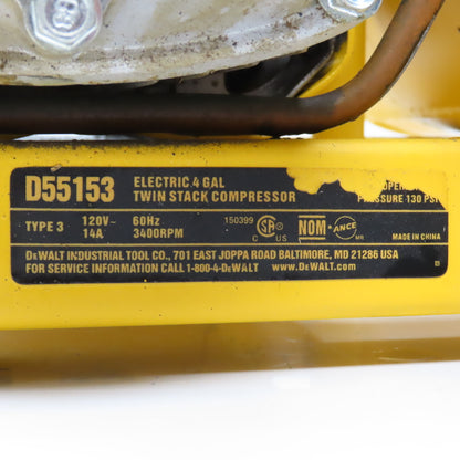 DEWALT D55153 Electric 4 Gallon Twin Stack Compressor 120V Tested