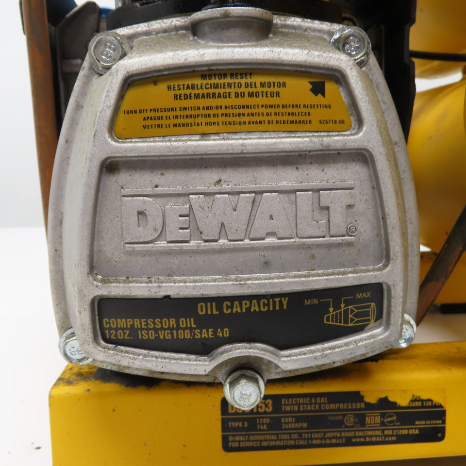 DEWALT D55153 Electric 4 Gallon Twin Stack Compressor 120V Tested