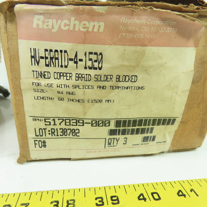 Raychem HV-BRAID-4-1520 Tinted Copper Braid Solder Blocked 4AWG 2.5LBS