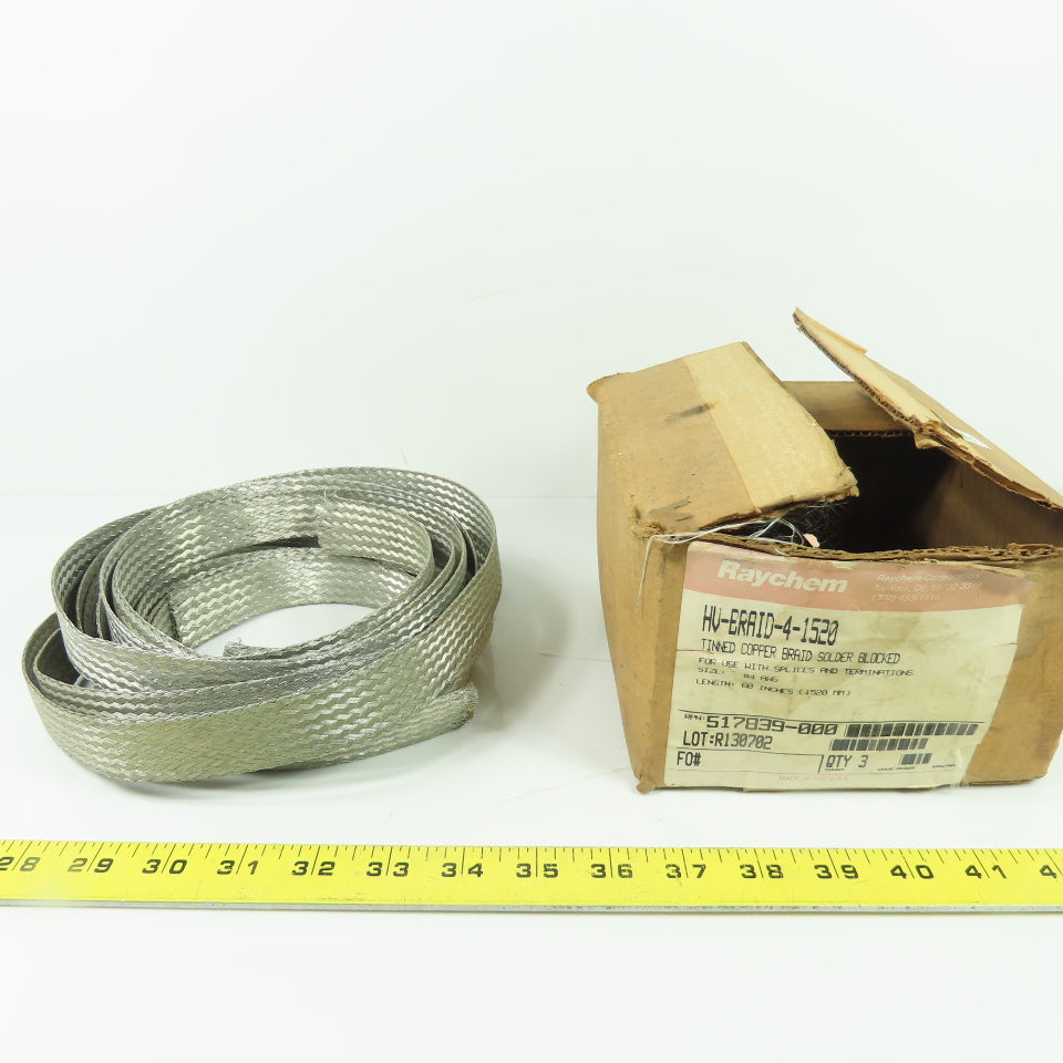 Raychem HV-BRAID-4-1520 Tinted Copper Braid Solder Blocked 4AWG 2.5LBS