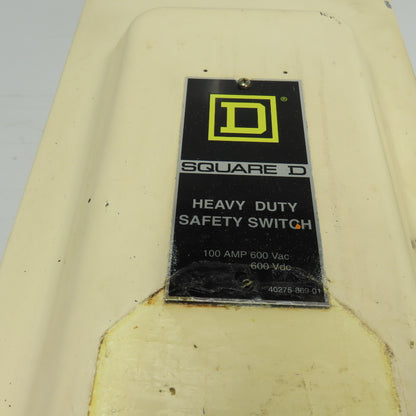 Square D HU363A 100A Non Fusible Heavy Duty Safety Disconnect Switch 600VAC