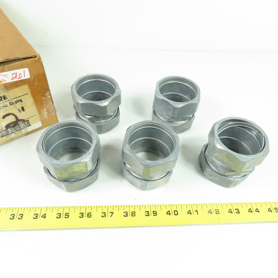 Hubbell 2" EMT Die Cast Zinc Compression Coupling Lot Of 5