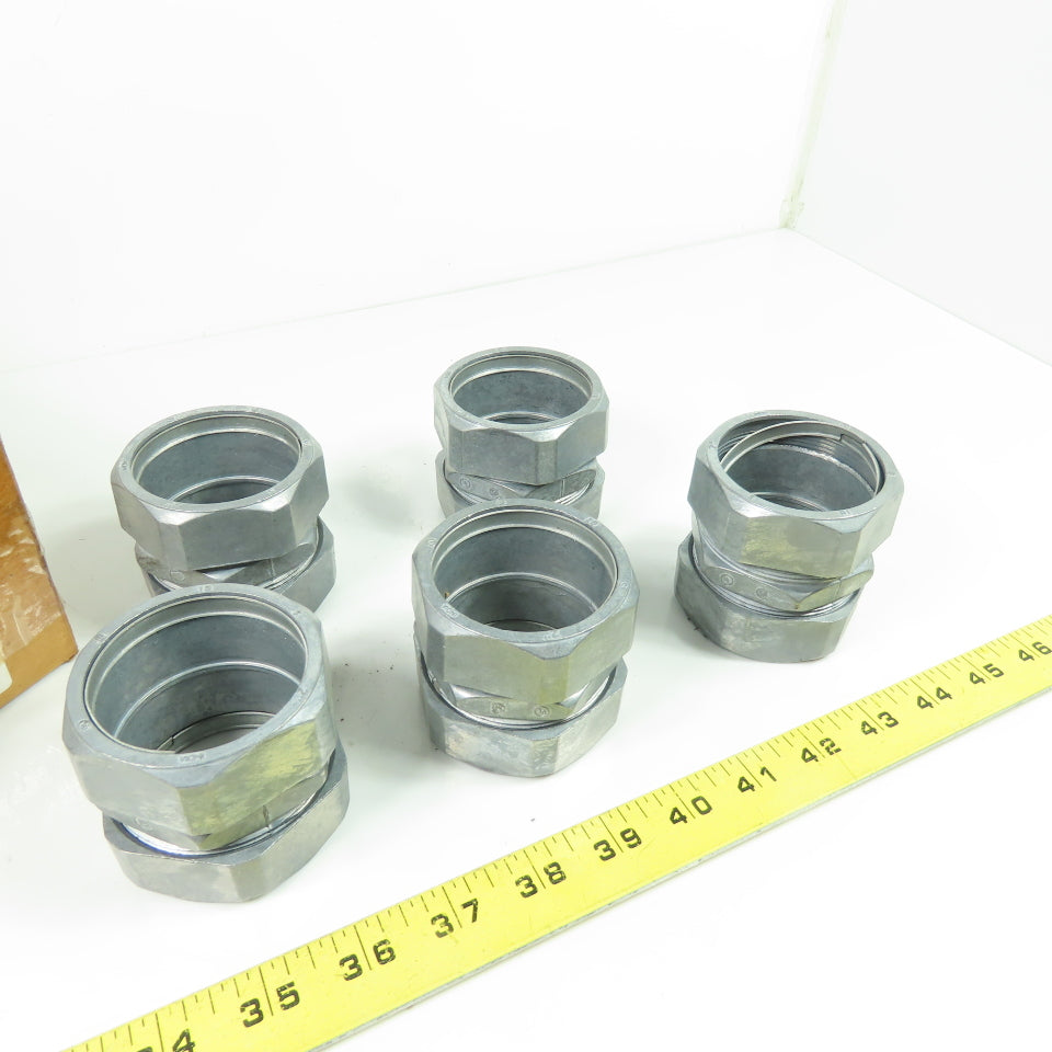 Hubbell 2" EMT Die Cast Zinc Compression Coupling Lot Of 5