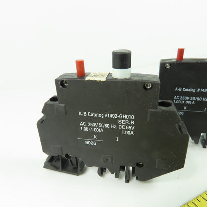 Allen Bradley 1492-GH010 Ser B Din Rail Mount Circuit Breaker 250VAC 65VDC Lot/2